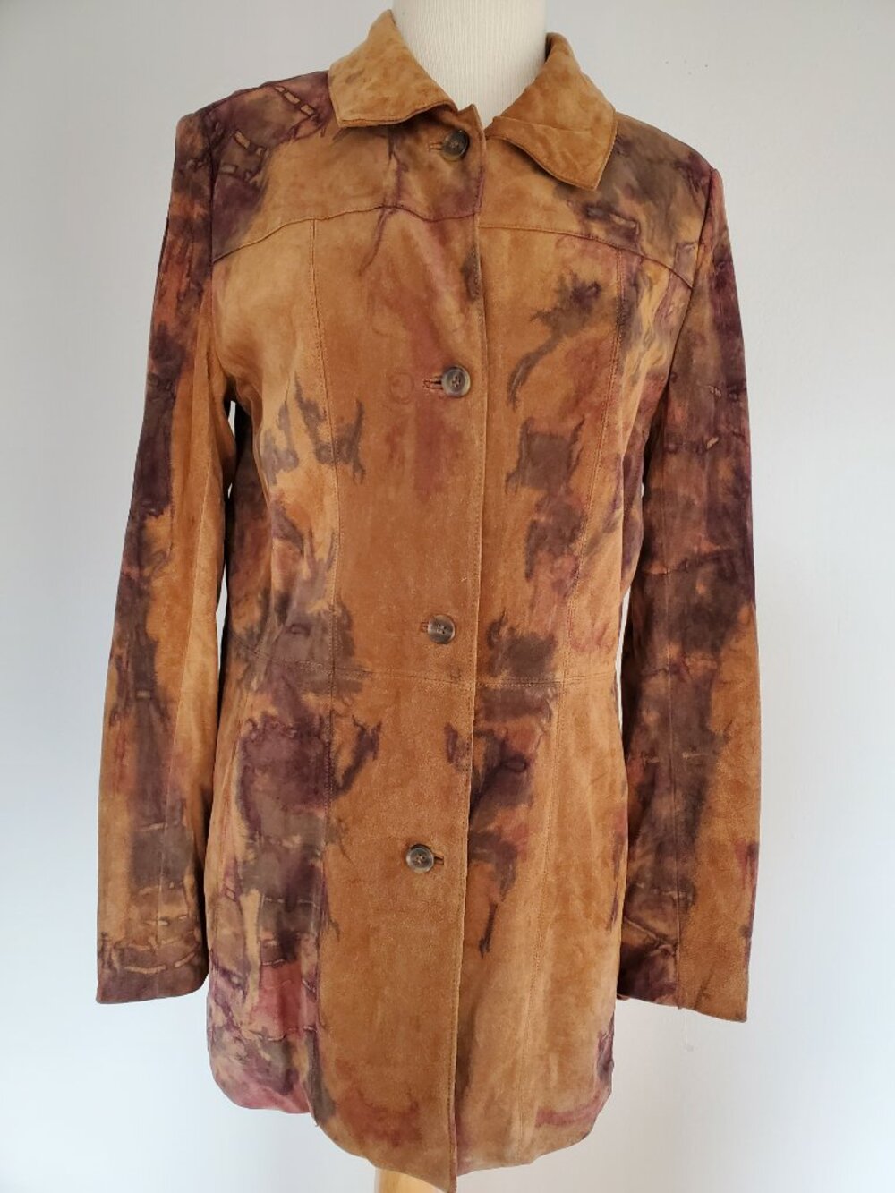 Cowgirl western rodeo equestrian suede leather jacket brown black gray Med Large